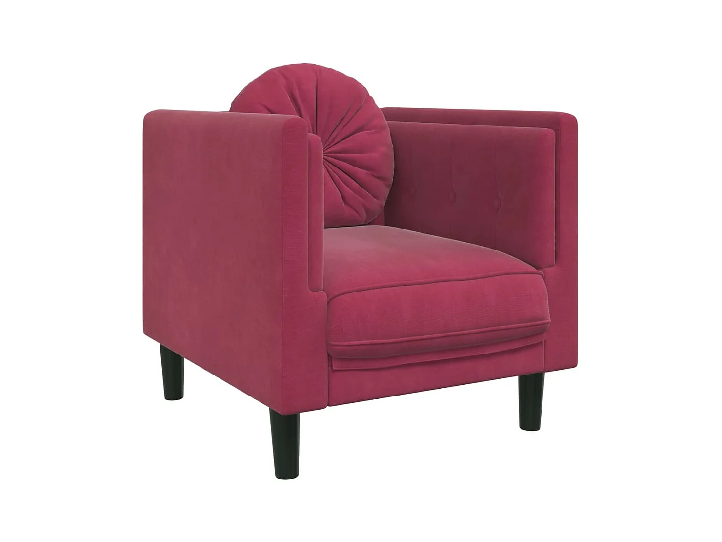 Fauteuil avec coussin rouge bordeaux velours