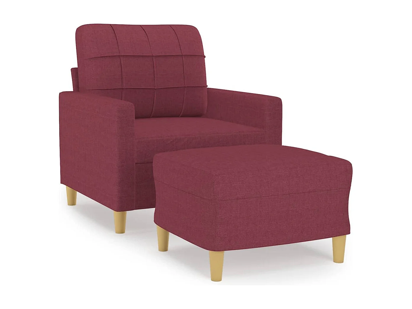 Fauteuil met voetenbank 60 cm stof wijnrood