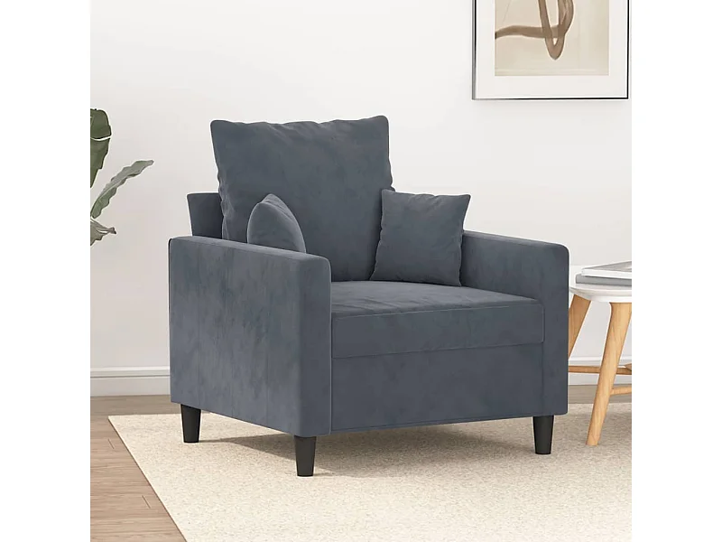 Sillón de terciopelo gris oscuro 60 cm