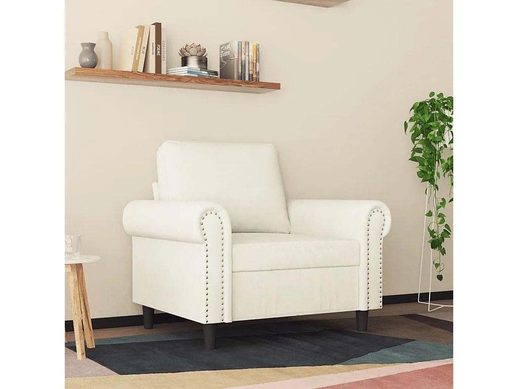 Sillón de terciopelo color crema 60 cm