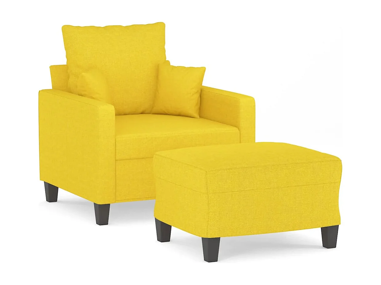 Fauteuil met voetenbank 60 cm stof lichtgeel
