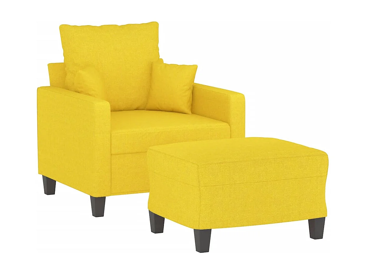 Fauteuil met voetenbank 60 cm stof lichtgeel