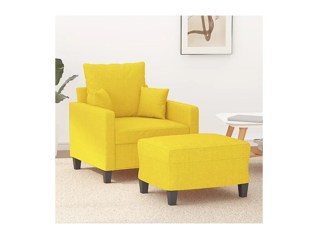 Fauteuil avec repose-pied Jaune clair 60 cm Tissu