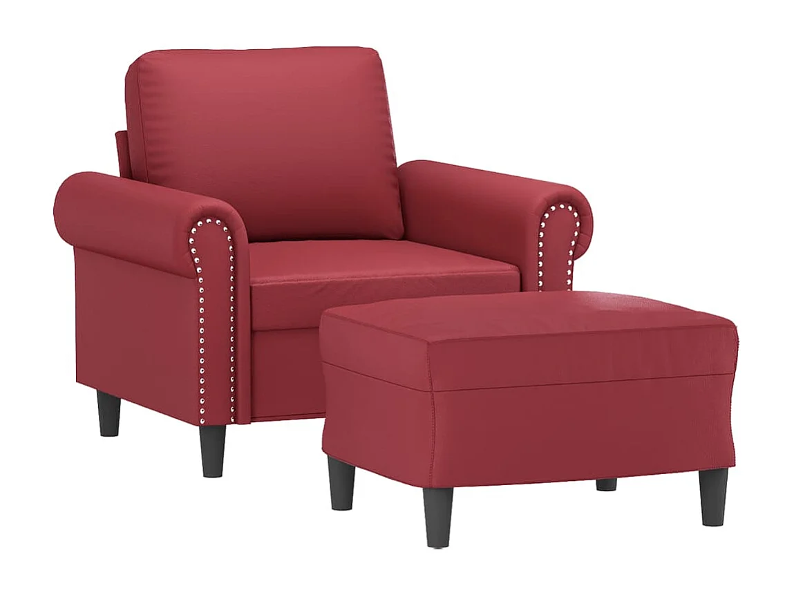 Fauteuil avec repose-pied Rouge bordeaux 60 cm Similicuir
