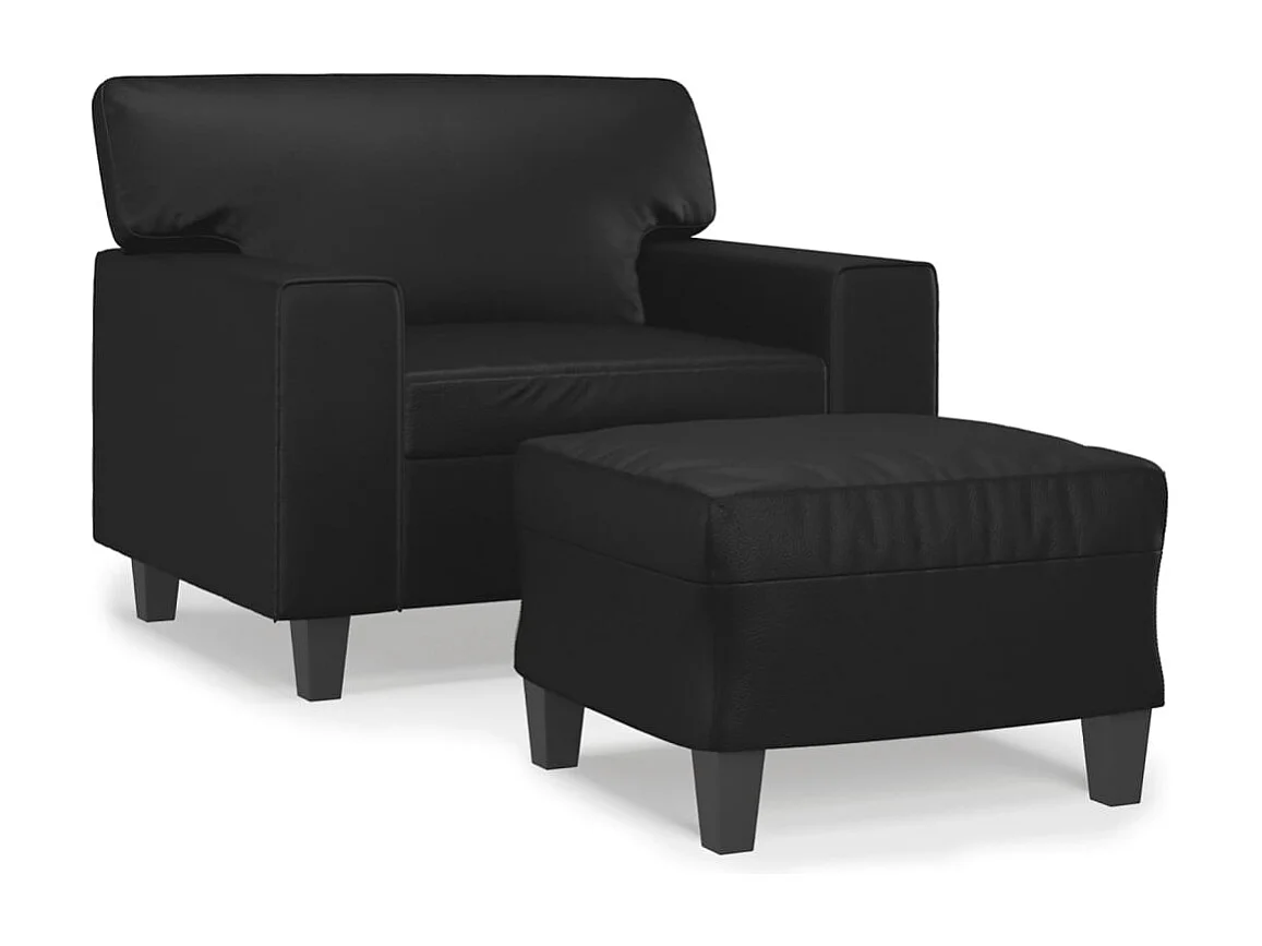Fauteuil met voetenbank 60 cm kunstleer zwart