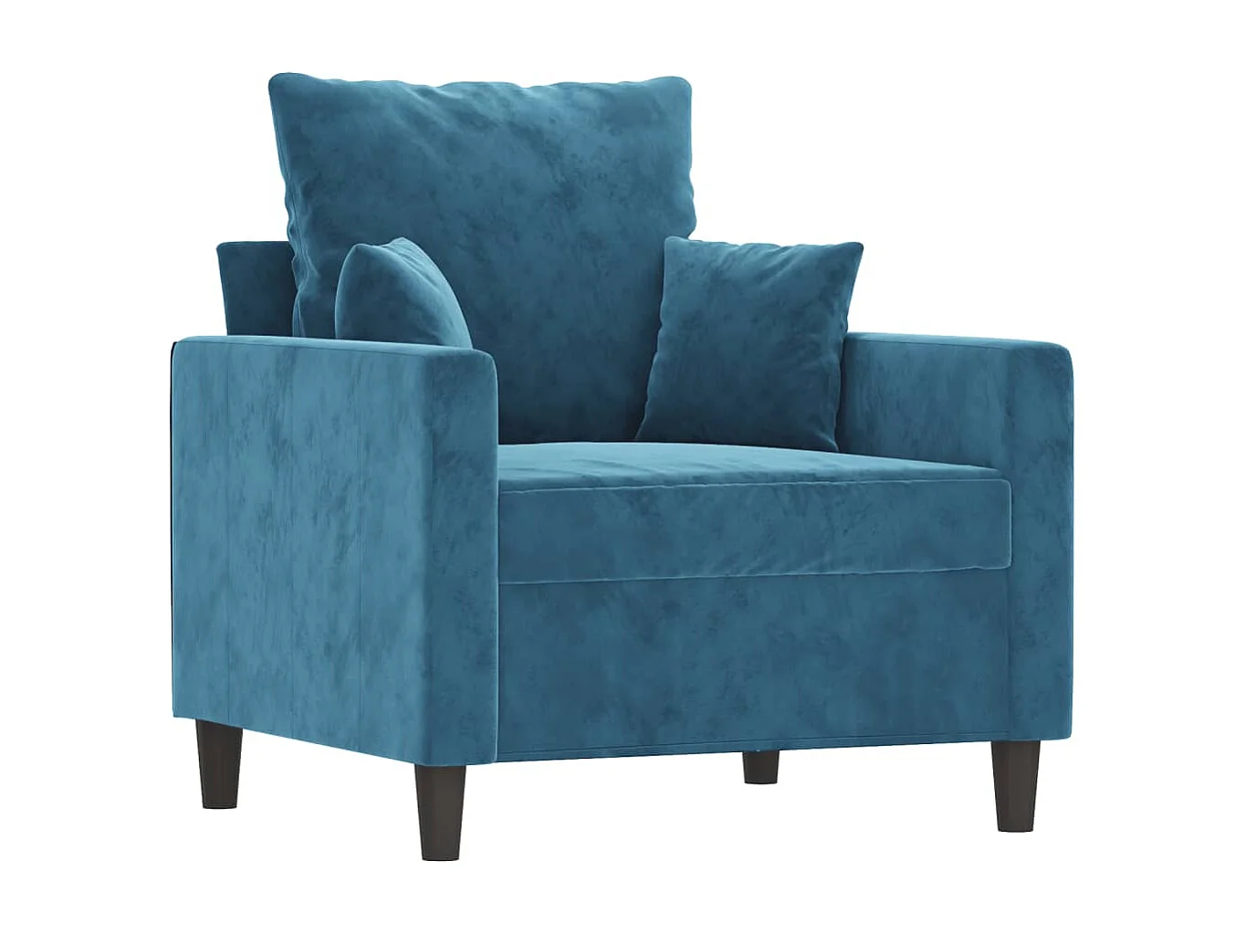 Fauteuil met voetenbank 60 cm fluweel blauw