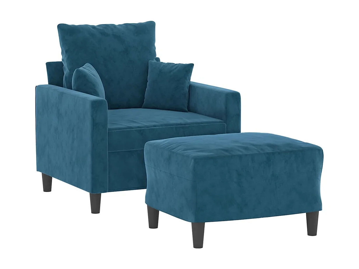 Fauteuil avec repose-pied Bleu 60 cm Velours