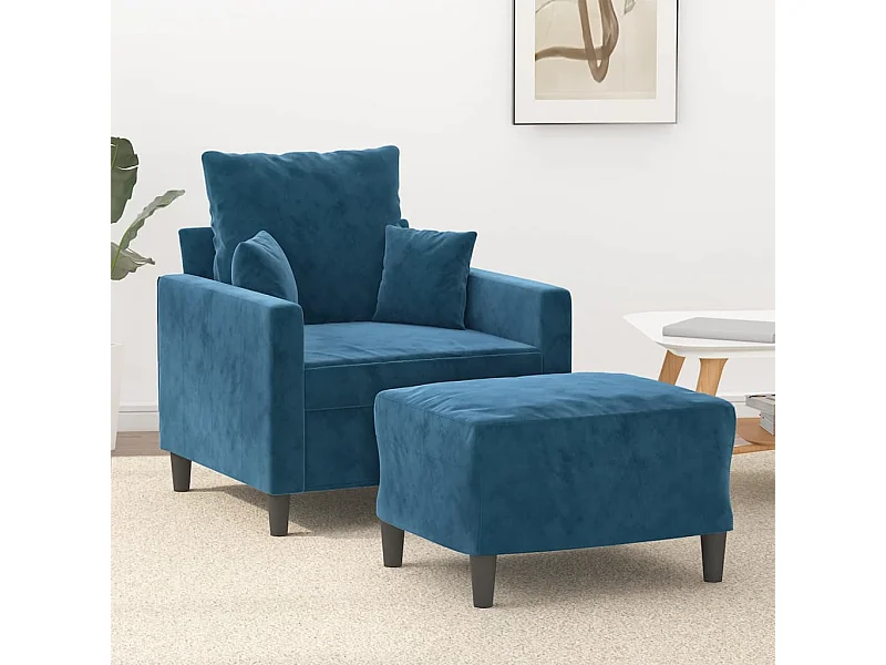 Fauteuil avec repose-pied Bleu 60 cm Velours