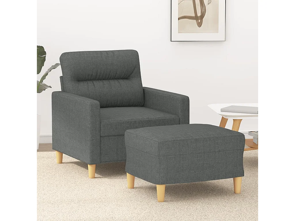 Fauteuil met voetenbank 60 cm stof donkergrijs