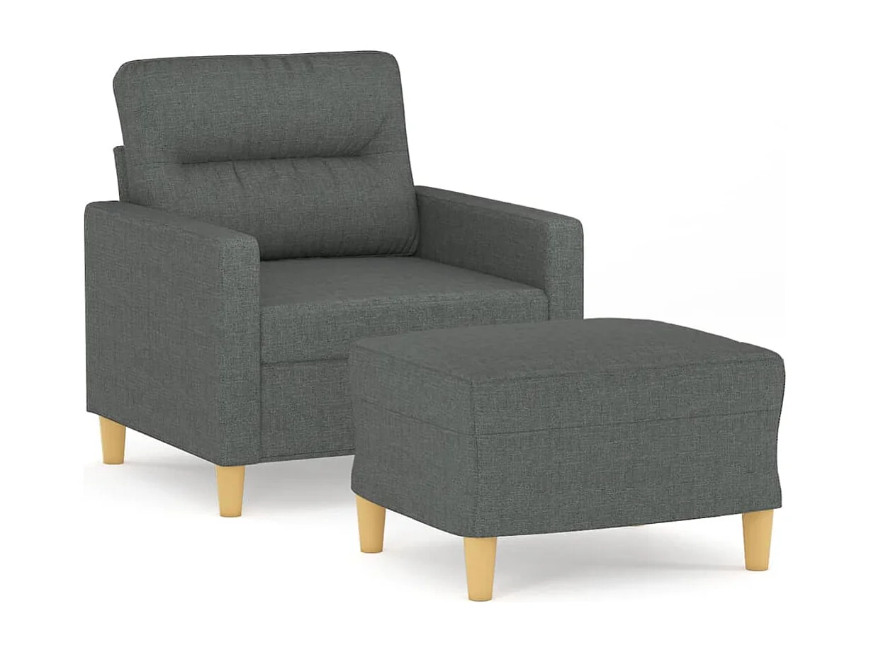 Fauteuil met voetenbank 60 cm stof donkergrijs