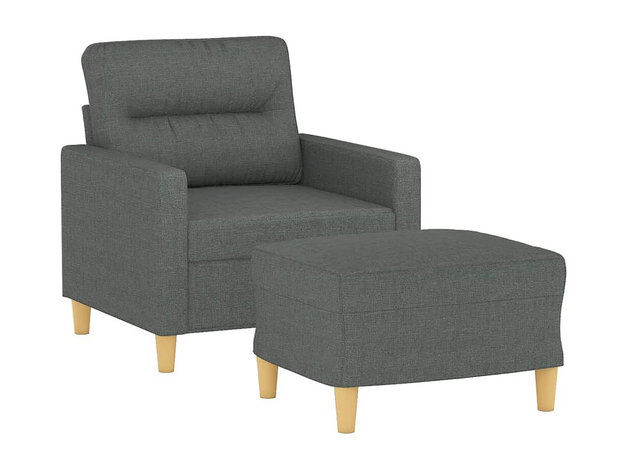 Fauteuil met voetenbank 60 cm stof donkergrijs