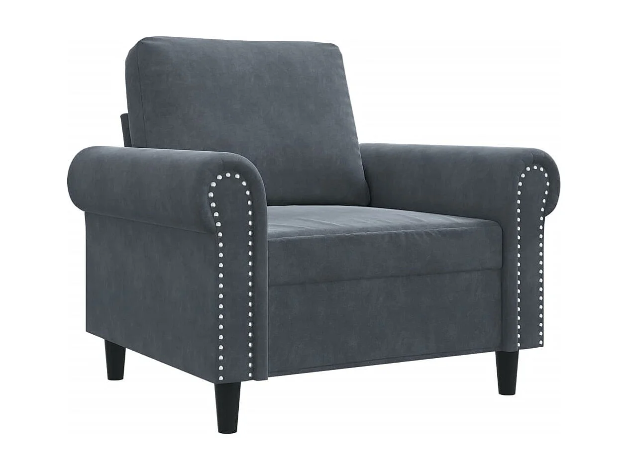 Fauteuil Gris foncé 60 cm Velours