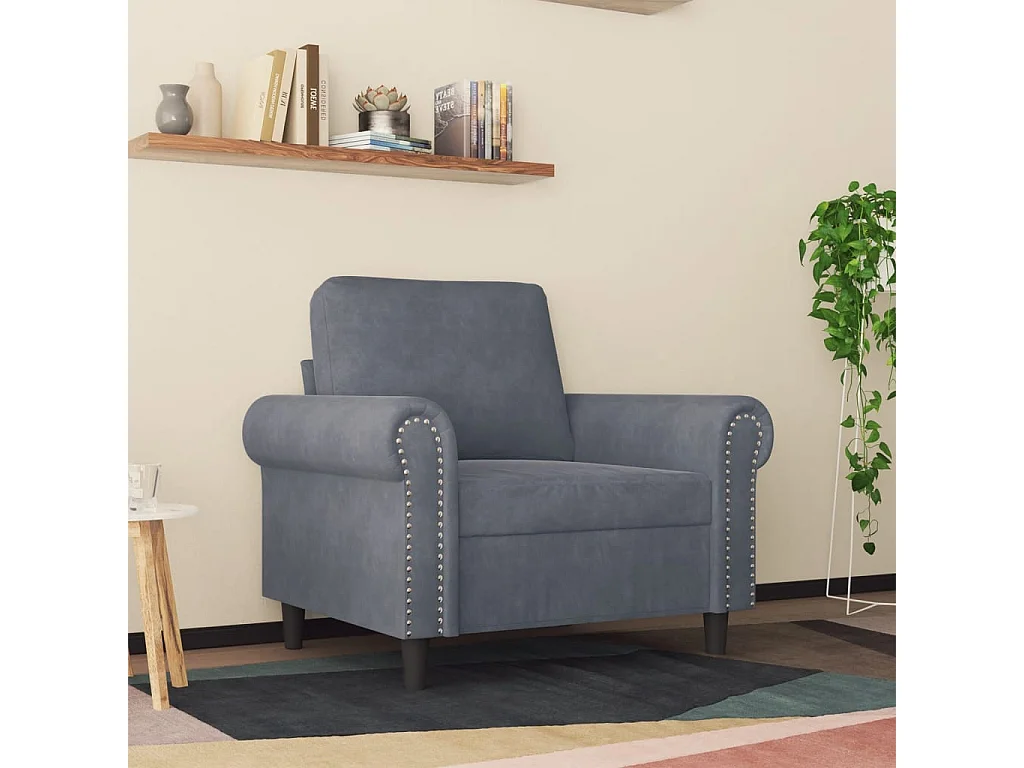 Fauteuil Gris foncé 60 cm Velours