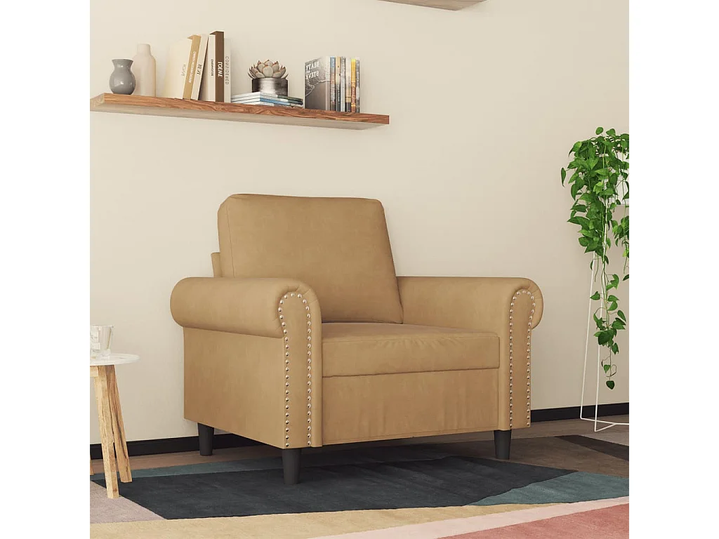 Fauteuil Marron 60 cm Velours