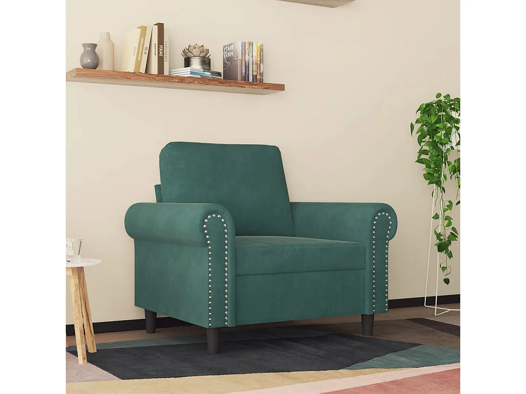 Fauteuil Vert foncé 60 cm Velours