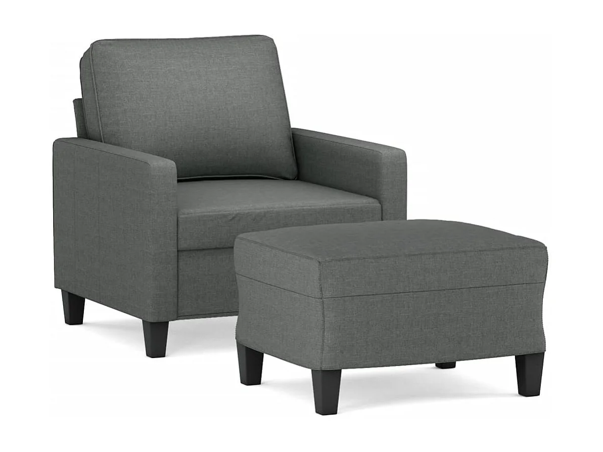 Fauteuil avec repose-pied Gris foncé 60 cm Tissu