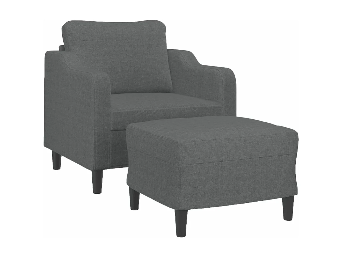 Fauteuil avec repose-pied Gris foncé 60 cm Tissu