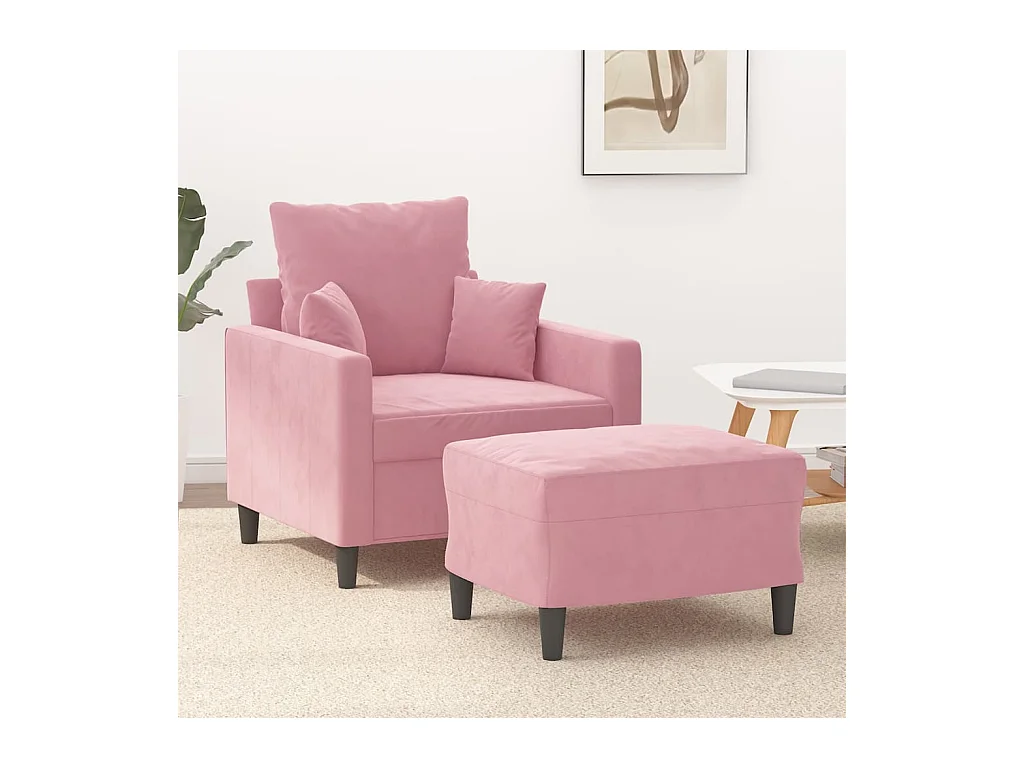 Fauteuil avec repose-pied Rose 60 cm Velours