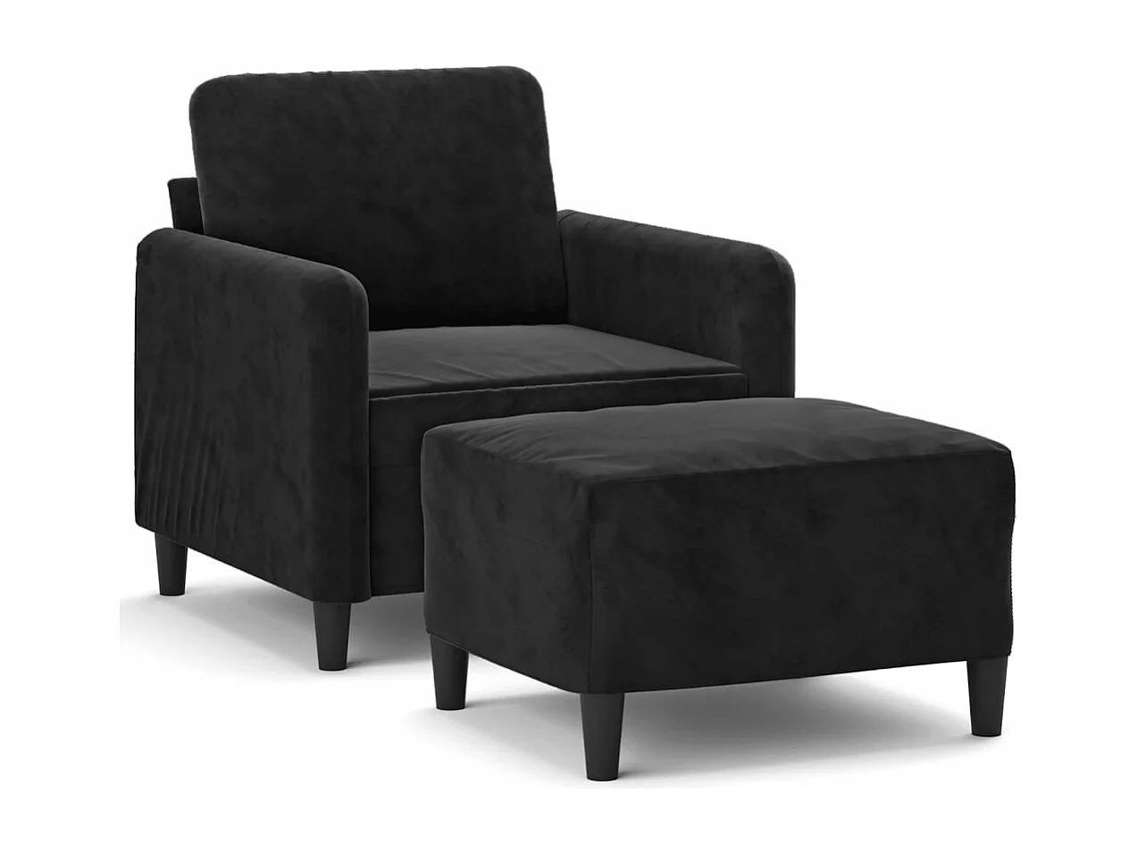 Fauteuil met voetenbank 60 cm fluweel zwart