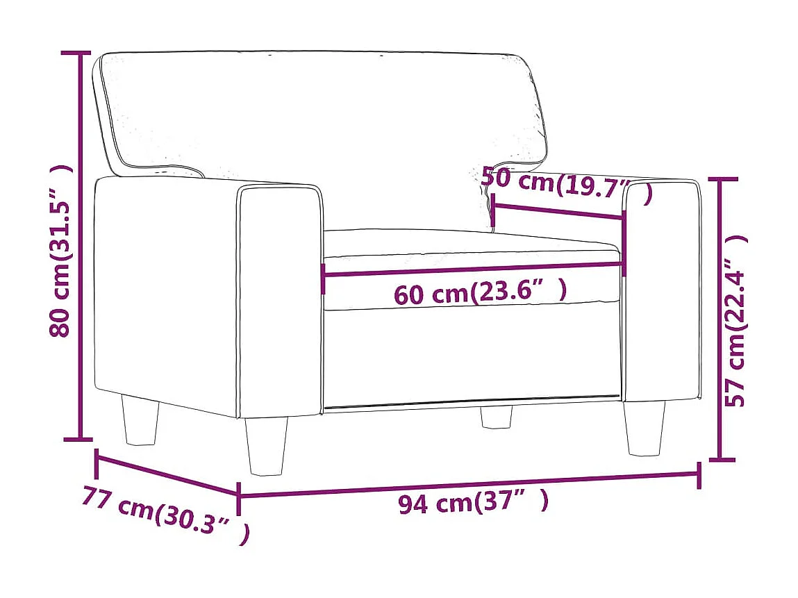 Fauteuil 60 cm kunstleer crèmekleurig