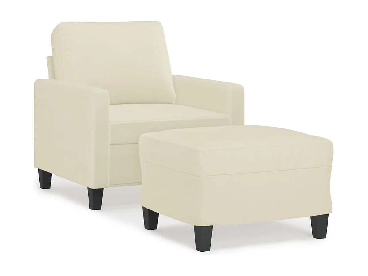 Fauteuil avec repose-pied Crème 60 cm Similicuir