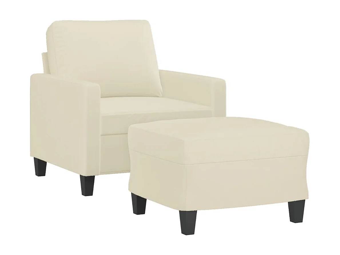 Fauteuil avec repose-pied Crème 60 cm Similicuir