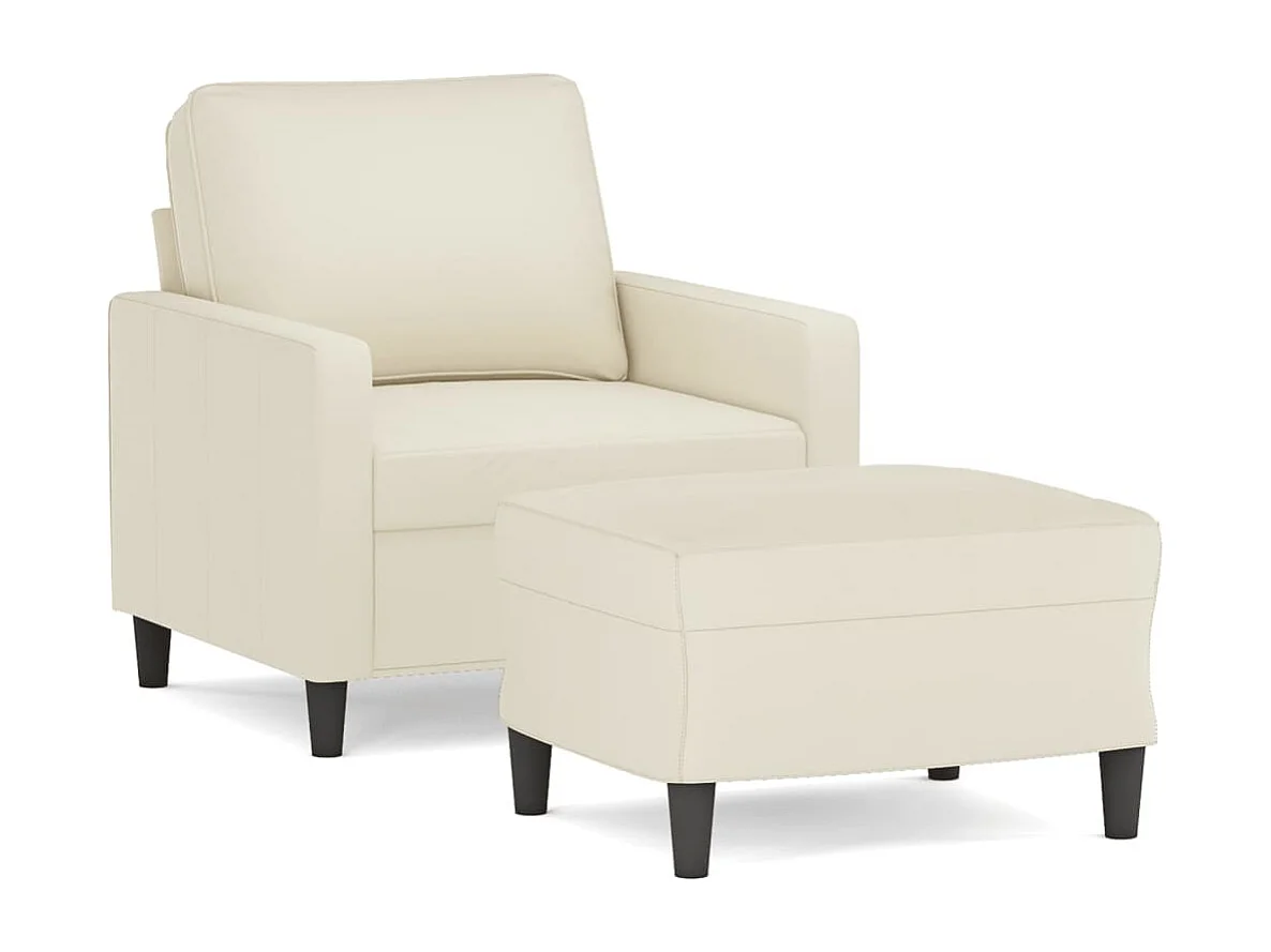 Fauteuil avec repose-pied Crème 60 cm Velours
