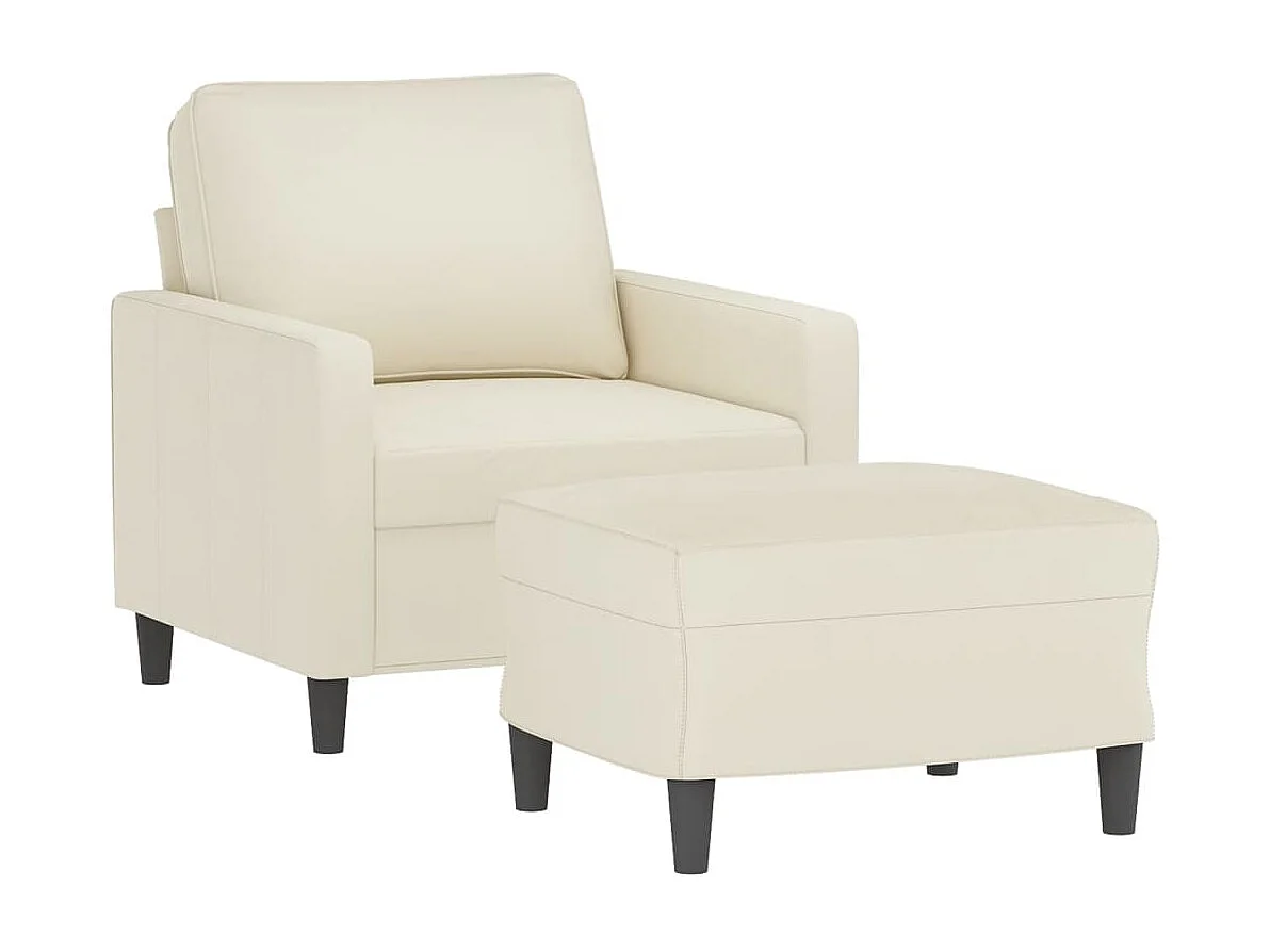 Fauteuil avec repose-pied Crème 60 cm Velours
