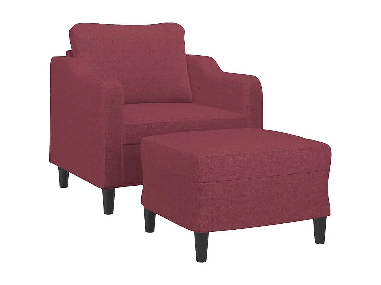 Fauteuil met voetenbank 60 cm stof wijnrood