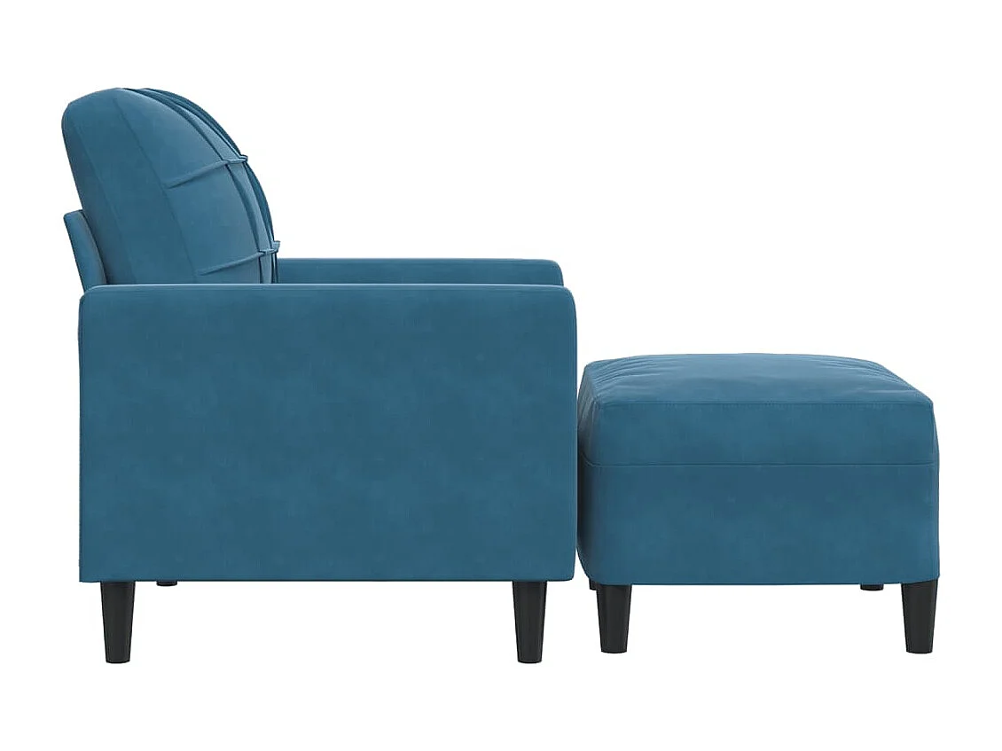 Poltrona com apoio de pés 60 cm veludo azul