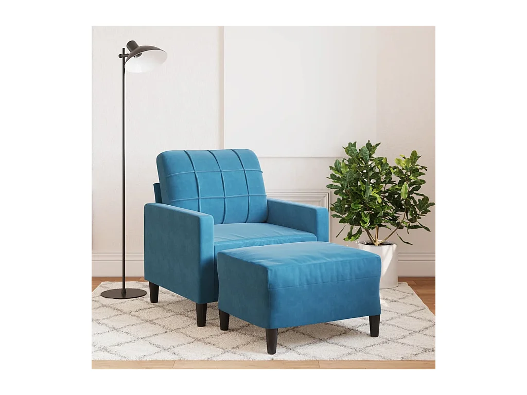 Fauteuil avec repose-pied Bleu 60 cm Velours