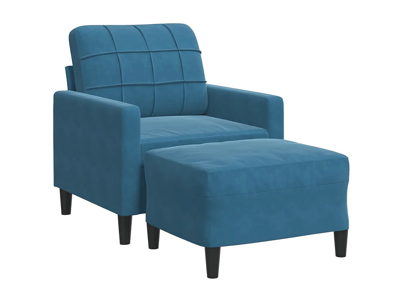 Fauteuil met voetenbank 60 cm fluweel blauw