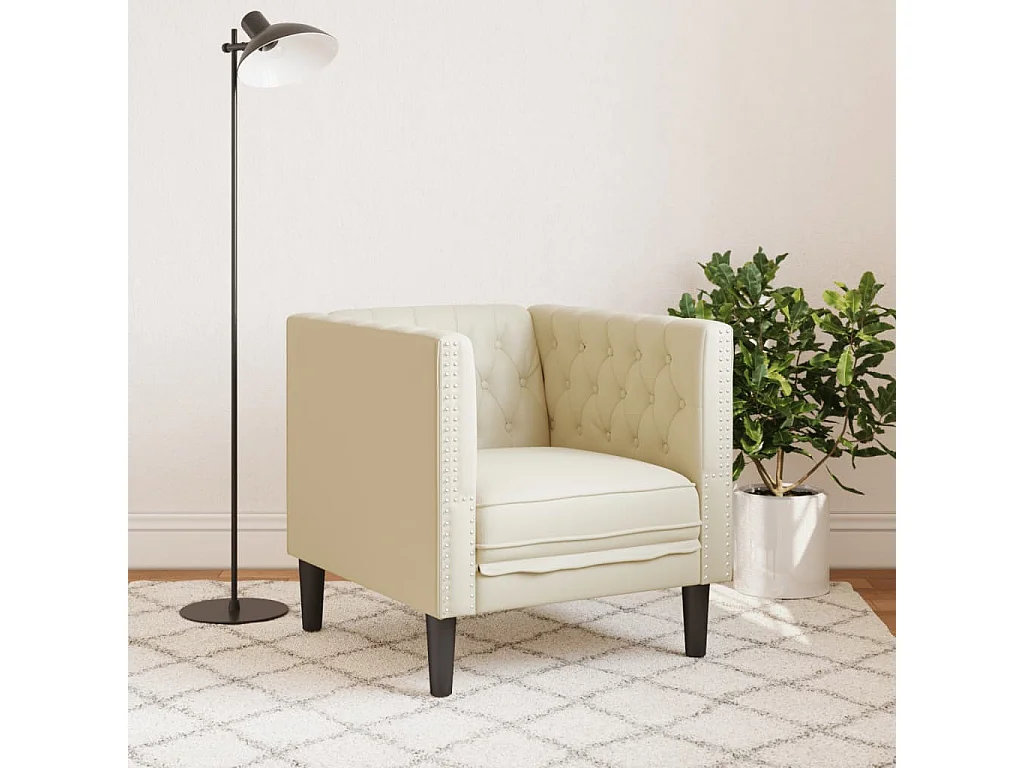 Fauteuil Chesterfield-stijl kunstleer crèmekleurig