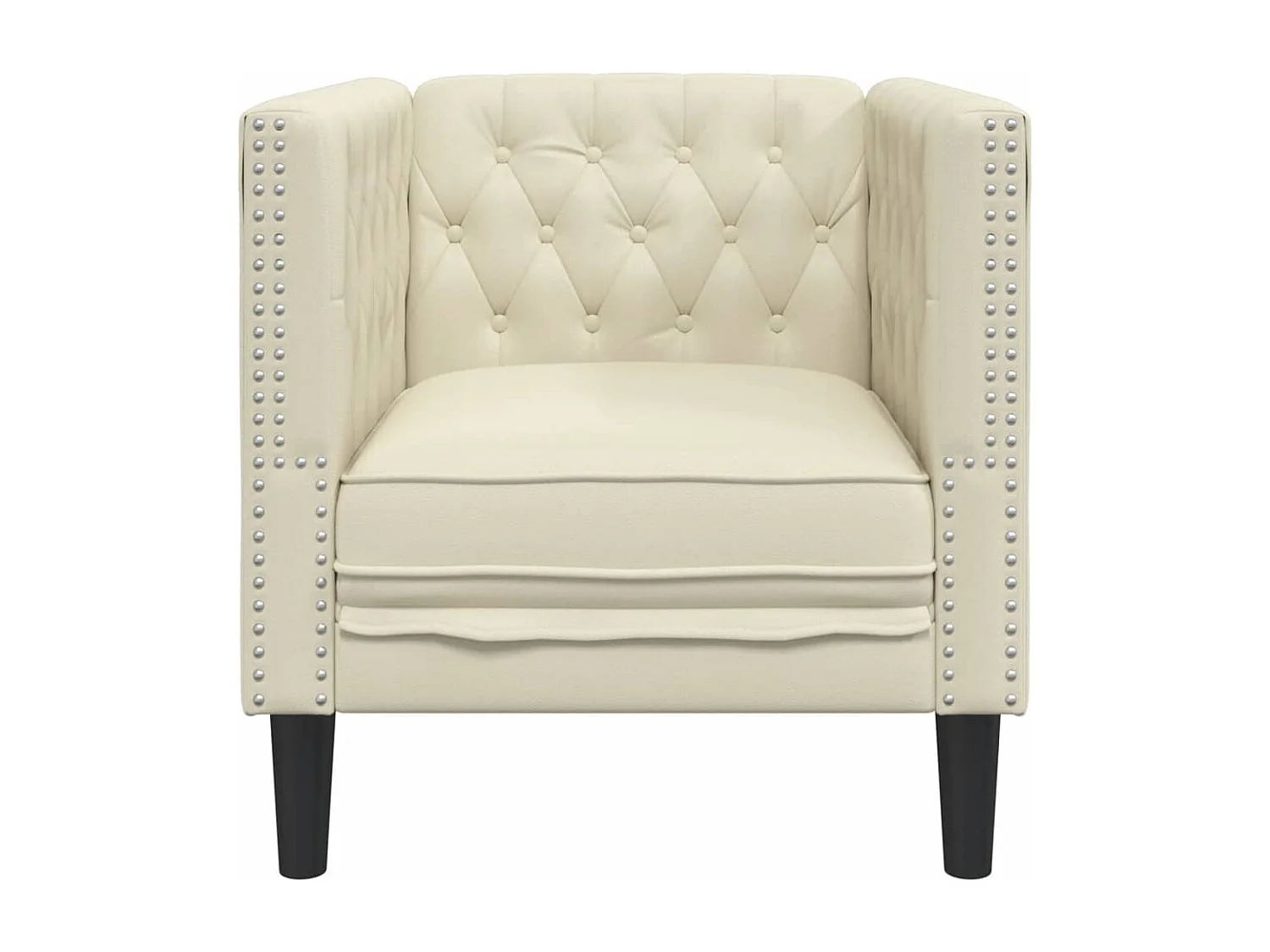 Fauteuil Chesterfield-stijl kunstleer crèmekleurig