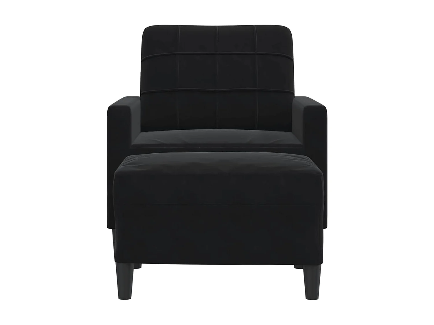 Fauteuil met voetenbank 60 cm fluweel zwart
