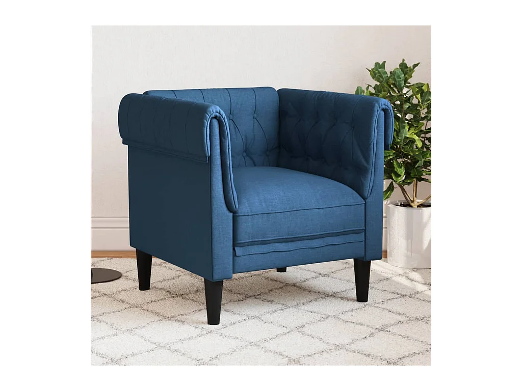 Fauteuil Chesterfield bleu tissu