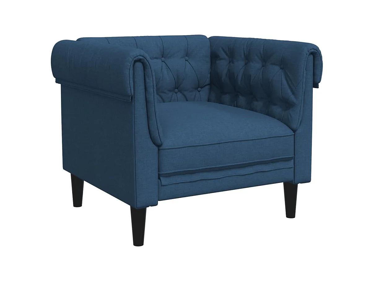 Fauteuil Chesterfield bleu tissu