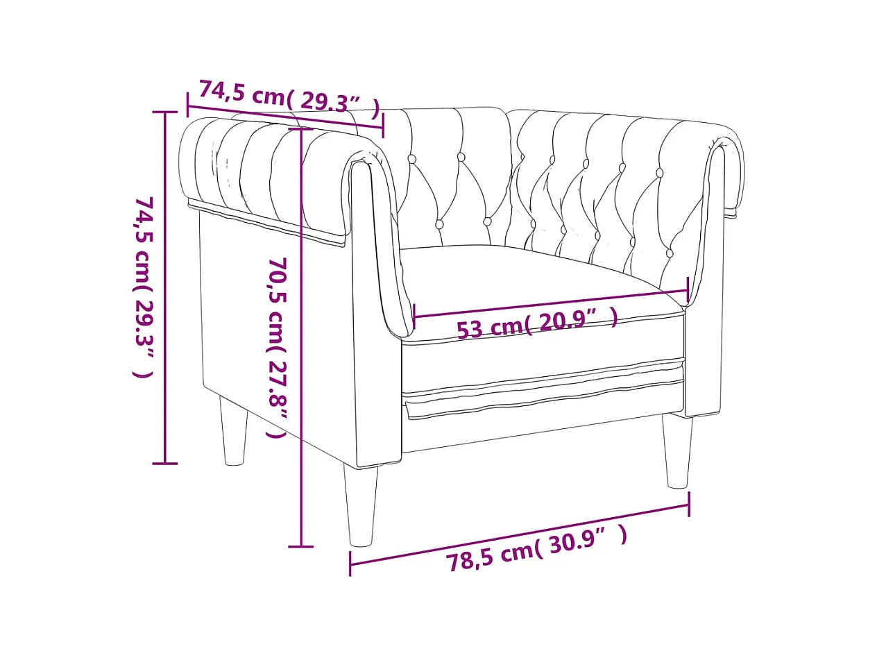 Fauteuil Chesterfield bleu tissu