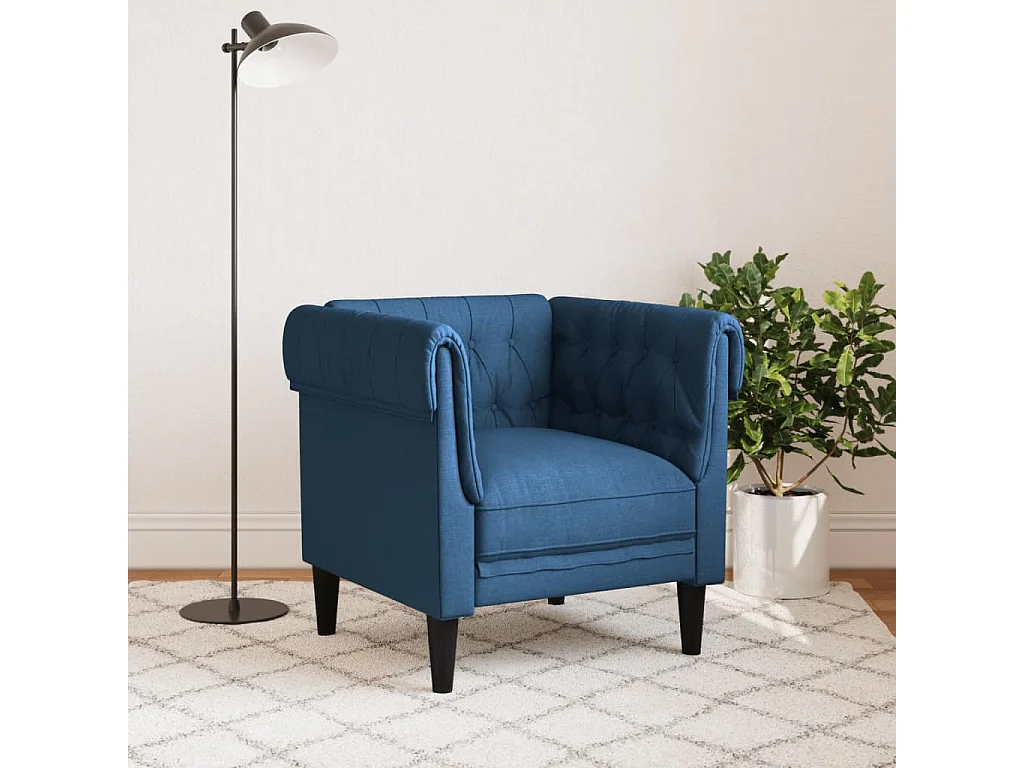 Sillón Chesterfield de tela azul