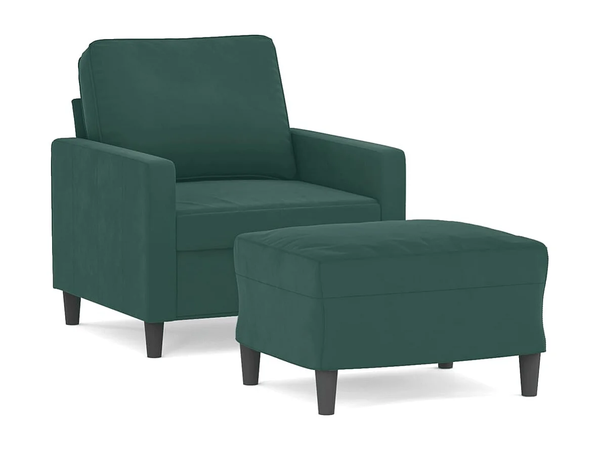 Fauteuil avec repose-pied Vert foncé 60 cm Velours