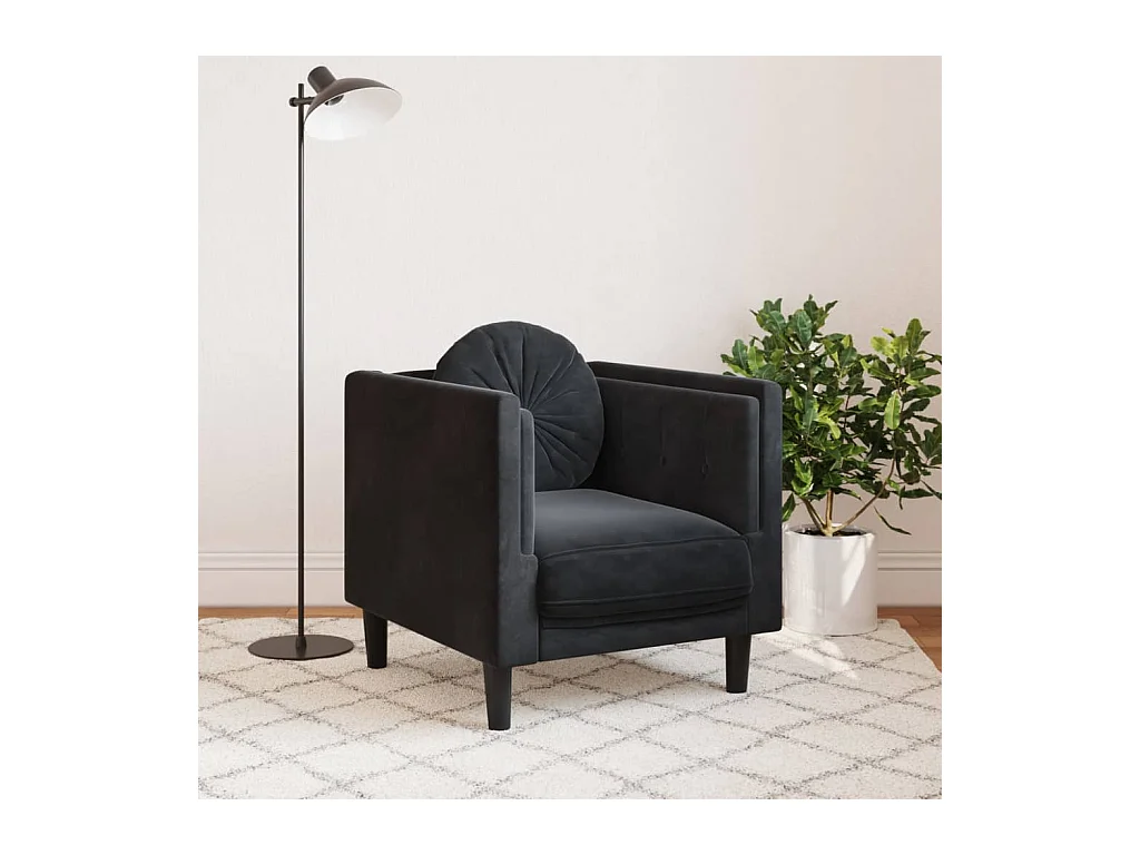 Fauteuil avec coussin noir velours