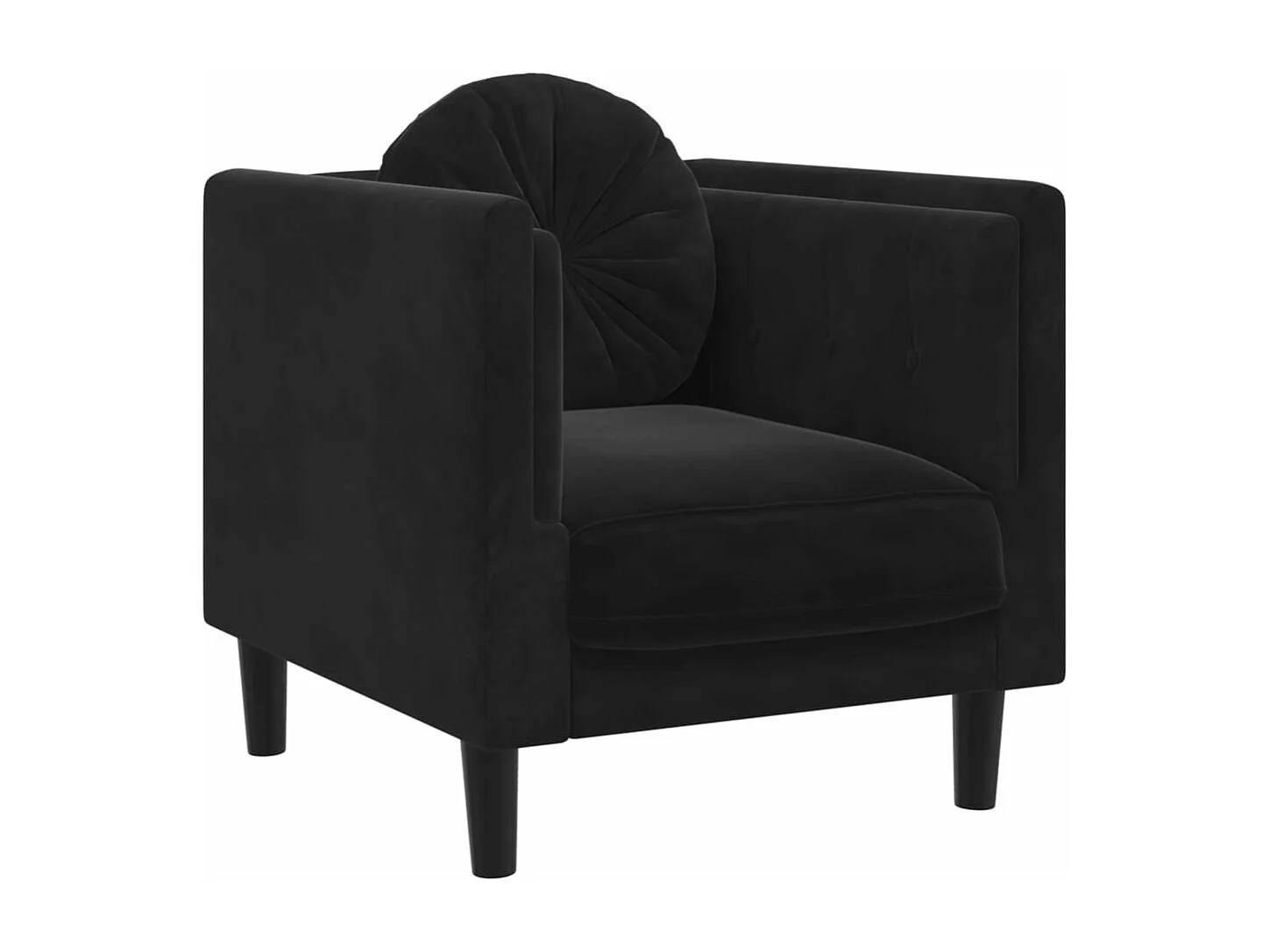Fauteuil avec coussin noir velours