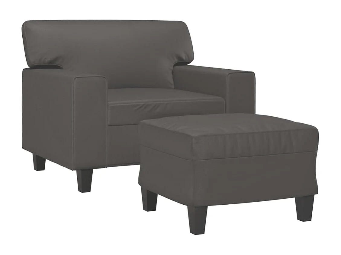 Fauteuil met voetenbank 60 cm kunstleer grijs