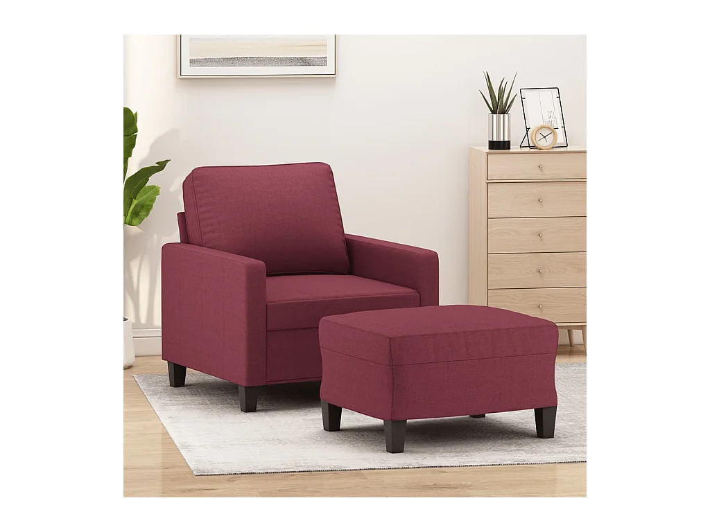 Fauteuil avec repose-pied Rouge bordeaux 60 cm Tissu