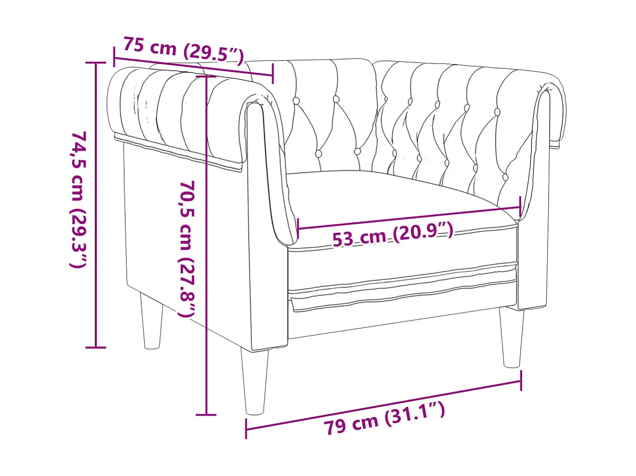 Fauteuil Chesterfield-stijl stof bruin
