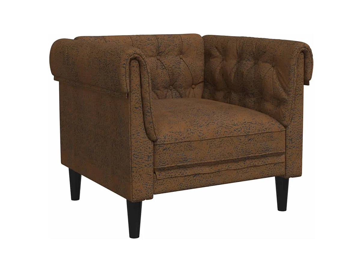 Fauteuil Chesterfield marron tissu