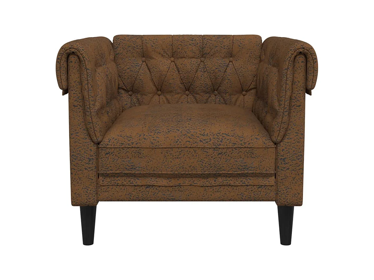 Fauteuil Chesterfield marron tissu