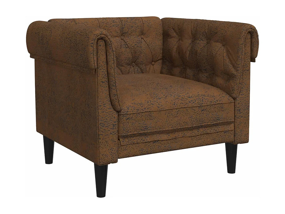 Fauteuil Chesterfield marron tissu