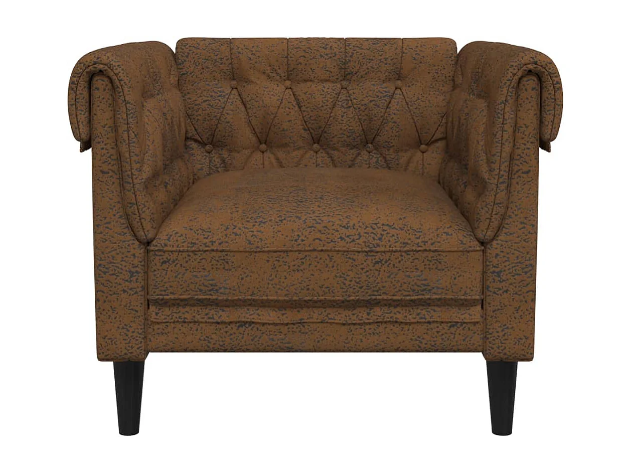 Fauteuil Chesterfield marron tissu