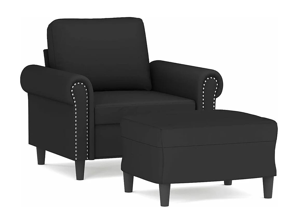 Fauteuil avec repose-pied Noir 60 cm Velours